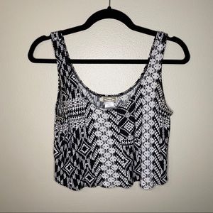 Kirra black and white tribal print crop top tank